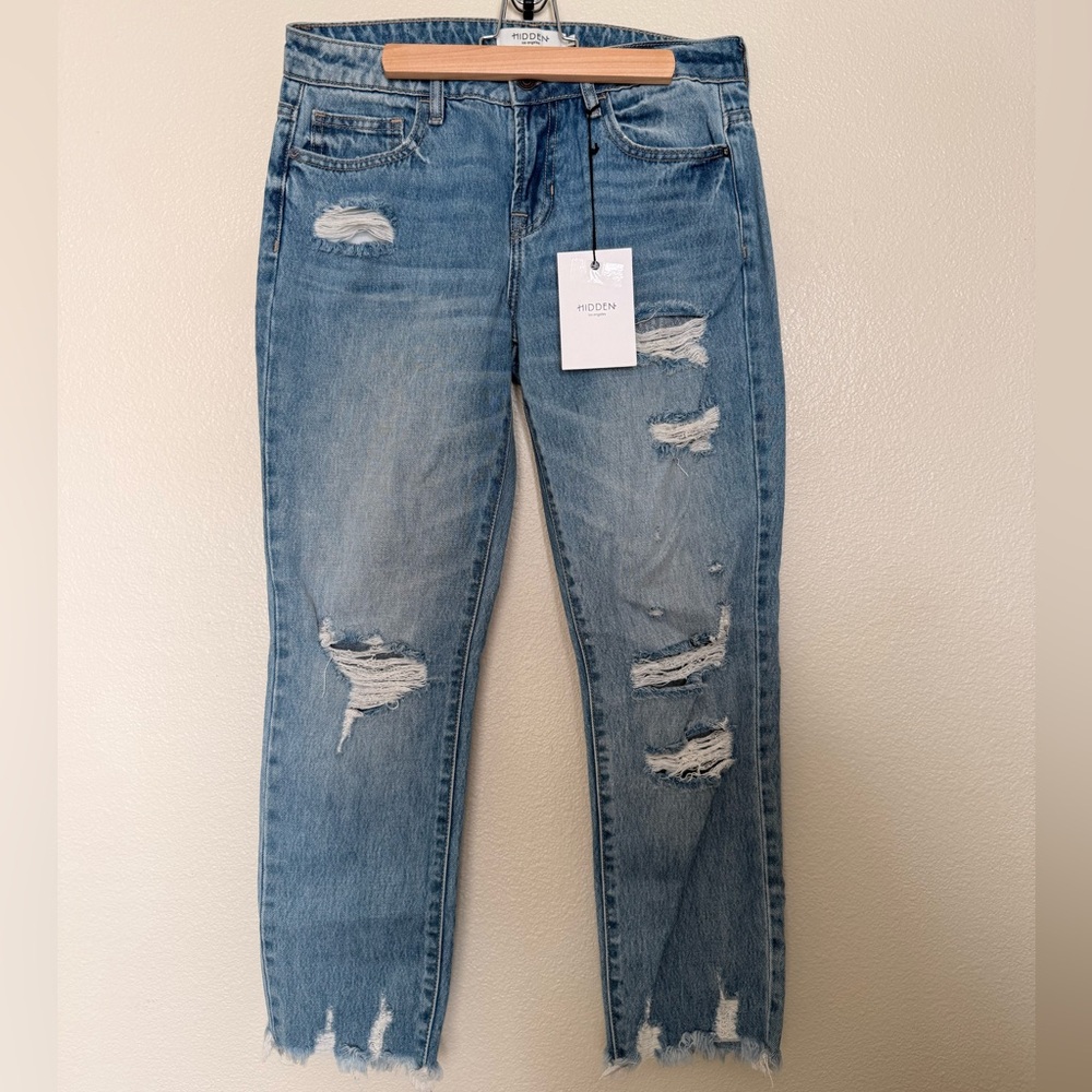 NWT Hidden Tracy High-Rise Boyfriend Denim Jeans in Light Wash
